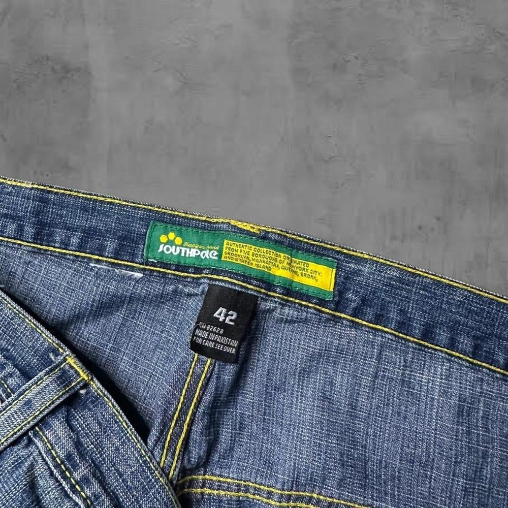 Y2K Vintage 2000s Baggy skater Grunge Southpole Green tab embroidered Jeans - Picture 4 of 7